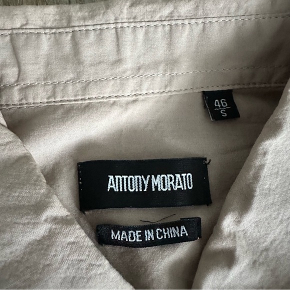 Antony Morato Tie Dye Button Down Shirt Small Tan Teal Ombré Lightweight Casual - Picture 2 of 7